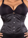 plus size 411 black satin steel boned corset front view