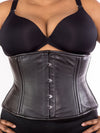 plus sized 411 lamb leather steel boned corset front view