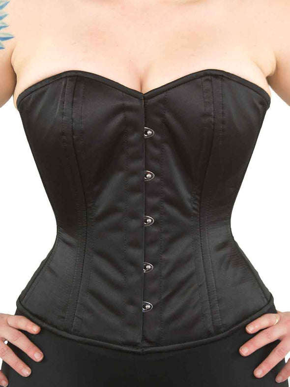 black satin romantic curve cs 411 overbust black satin corset top