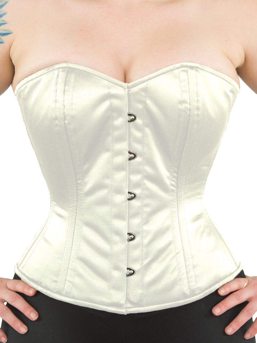 Black Satin Overbust Steel Boned Corset Top CS-411OB