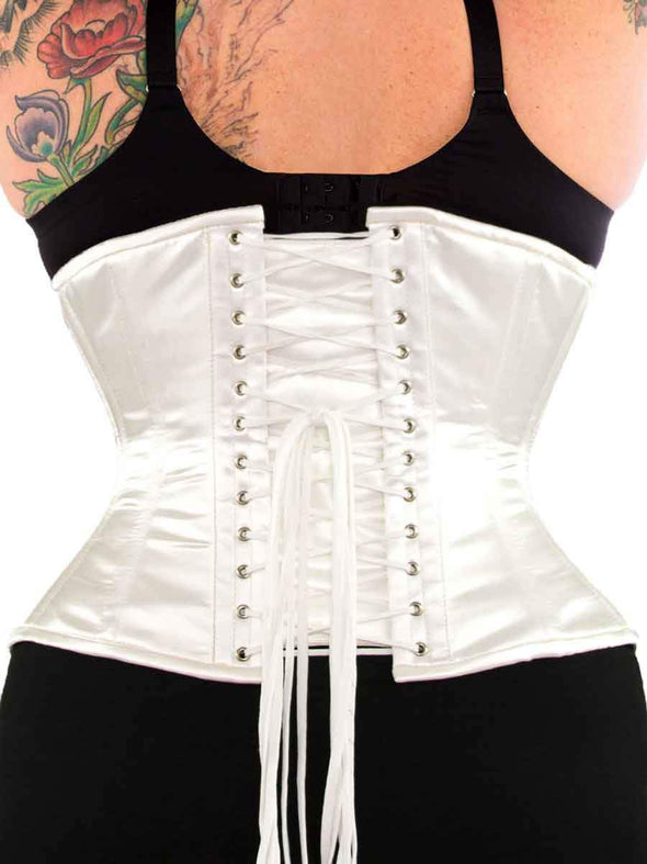 plus size 426 Ivory satin steel boned waist training corset back lace up