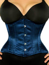 plus size 426 navy blue satin steel boned waist training corset front view