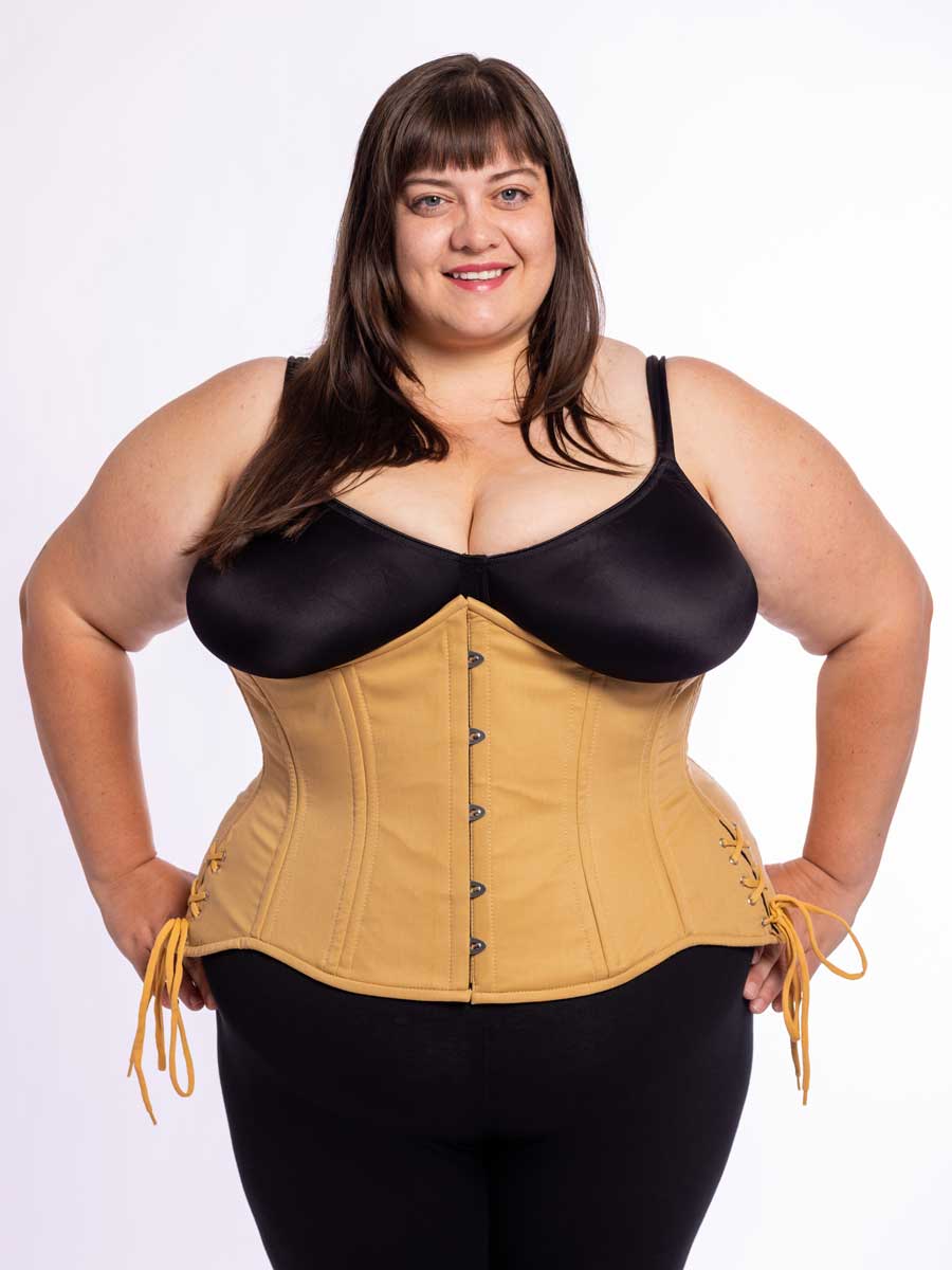 Plus Size Cotton Hourglass Curve Longline Underbust Corset with Hip Ties :  CS-426