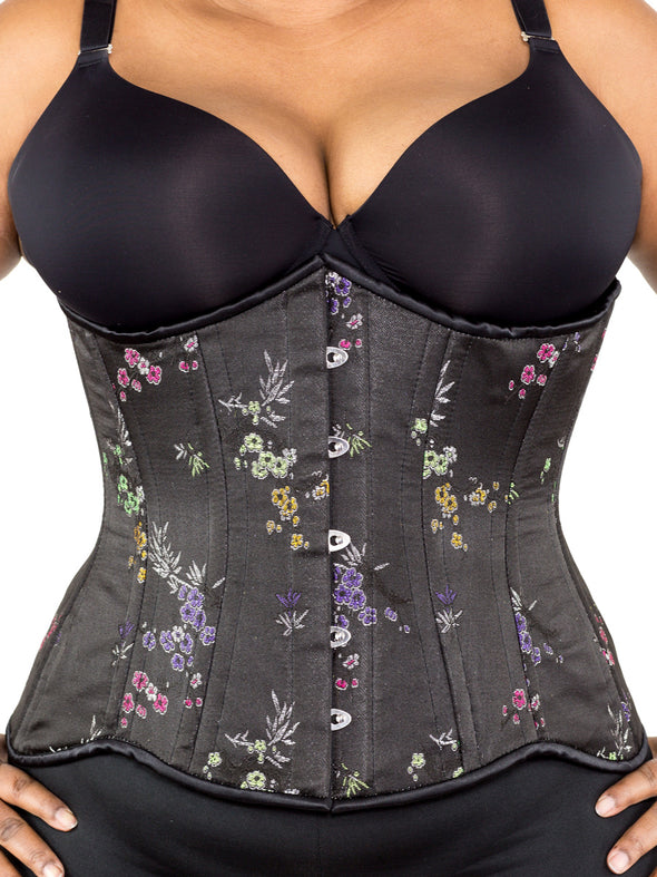 plus size 426 longline brocade steal boned corset front view
