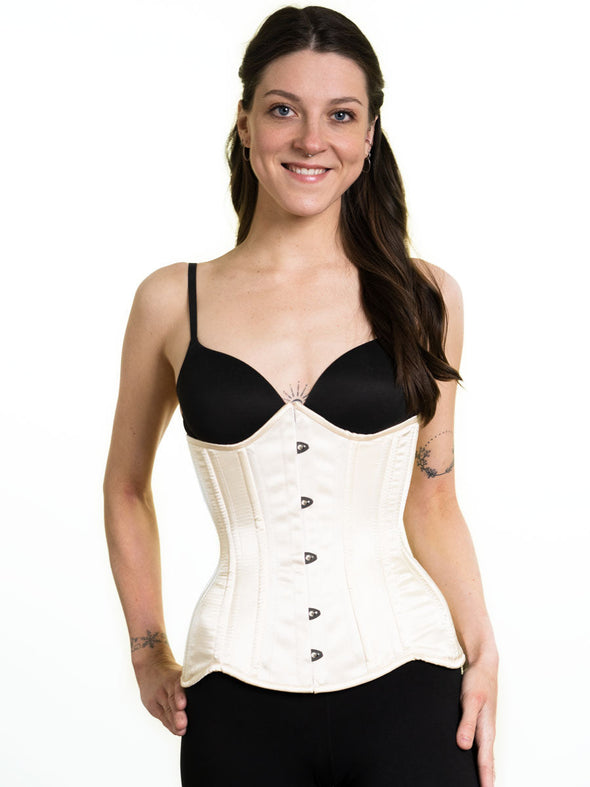 curvy longline corset in ivory for everyday corset wear also great for a wedding and bridal corset