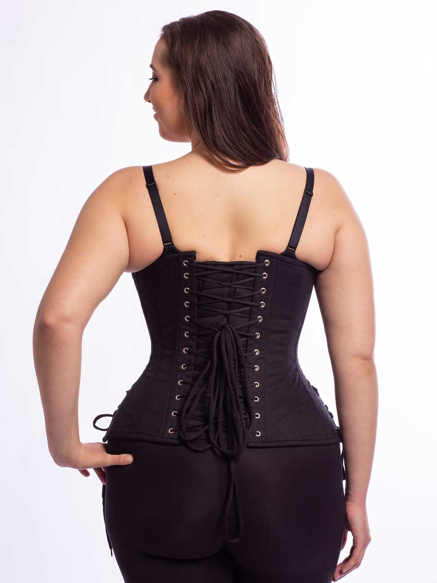 Real double row steel boned underbust corset from satin. Real