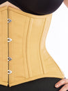 plus size 426 beige cotton steel boned corset close front view