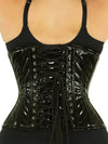 cs 426 black pvc plus size steel boned corset back view 