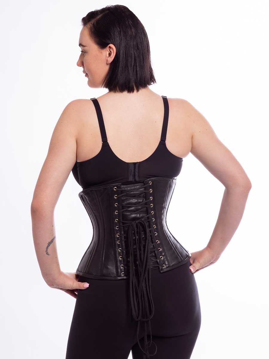 MCC59 Black Cotton/PVC Underbust Corset