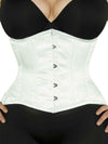 plus size 426 white satin steel boned waist training corset front view