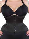 Front view of plus size 479 black satin underbust corset waist trainer for women