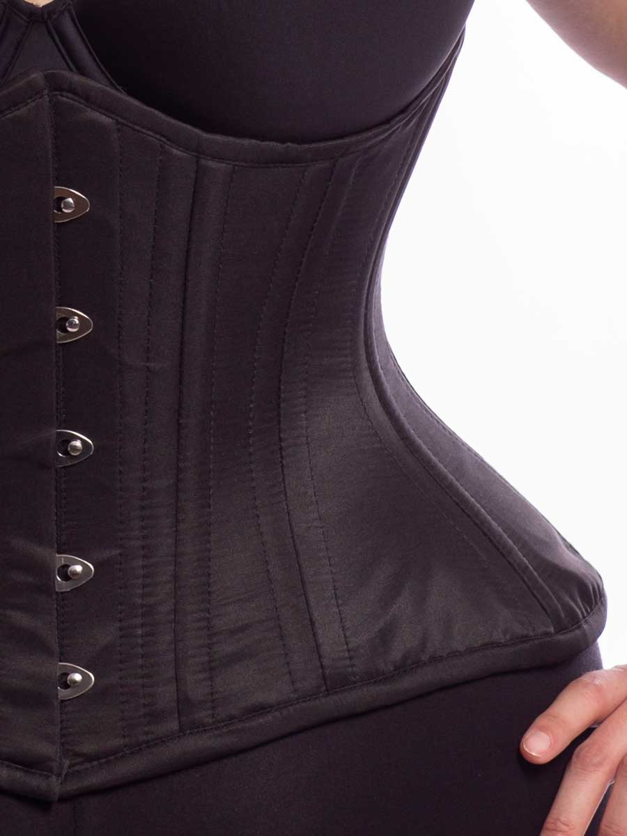 Extreme Curve Satin Waist Trainer Corset in Black and Ivory Satin