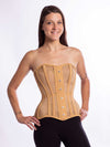 Cute model wearing the cs 511 overbust corset top in beige cotton mesh