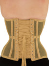 model wearing beige plus size cs511 overbust mesh corset, back