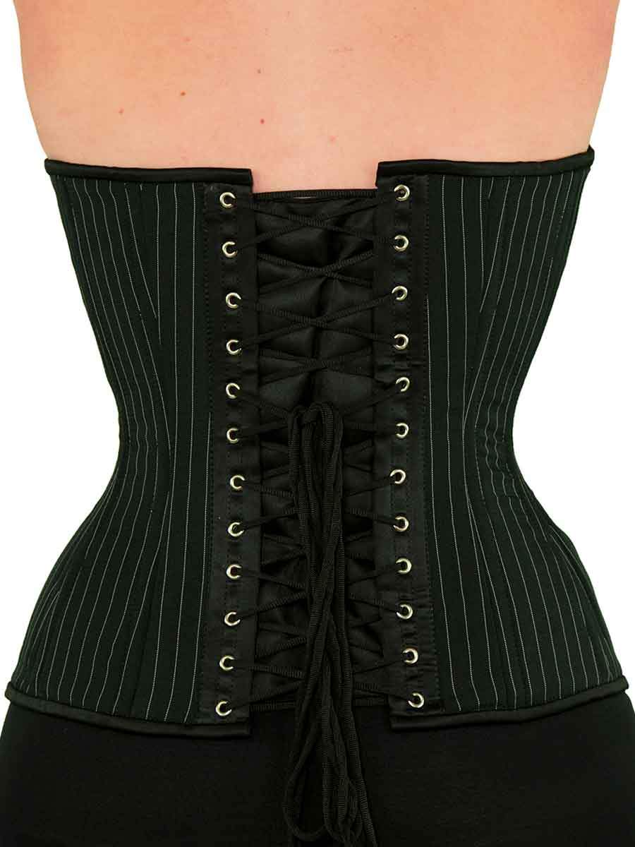 Beautiful Black with White Pinstripe Plus Size Corset Top