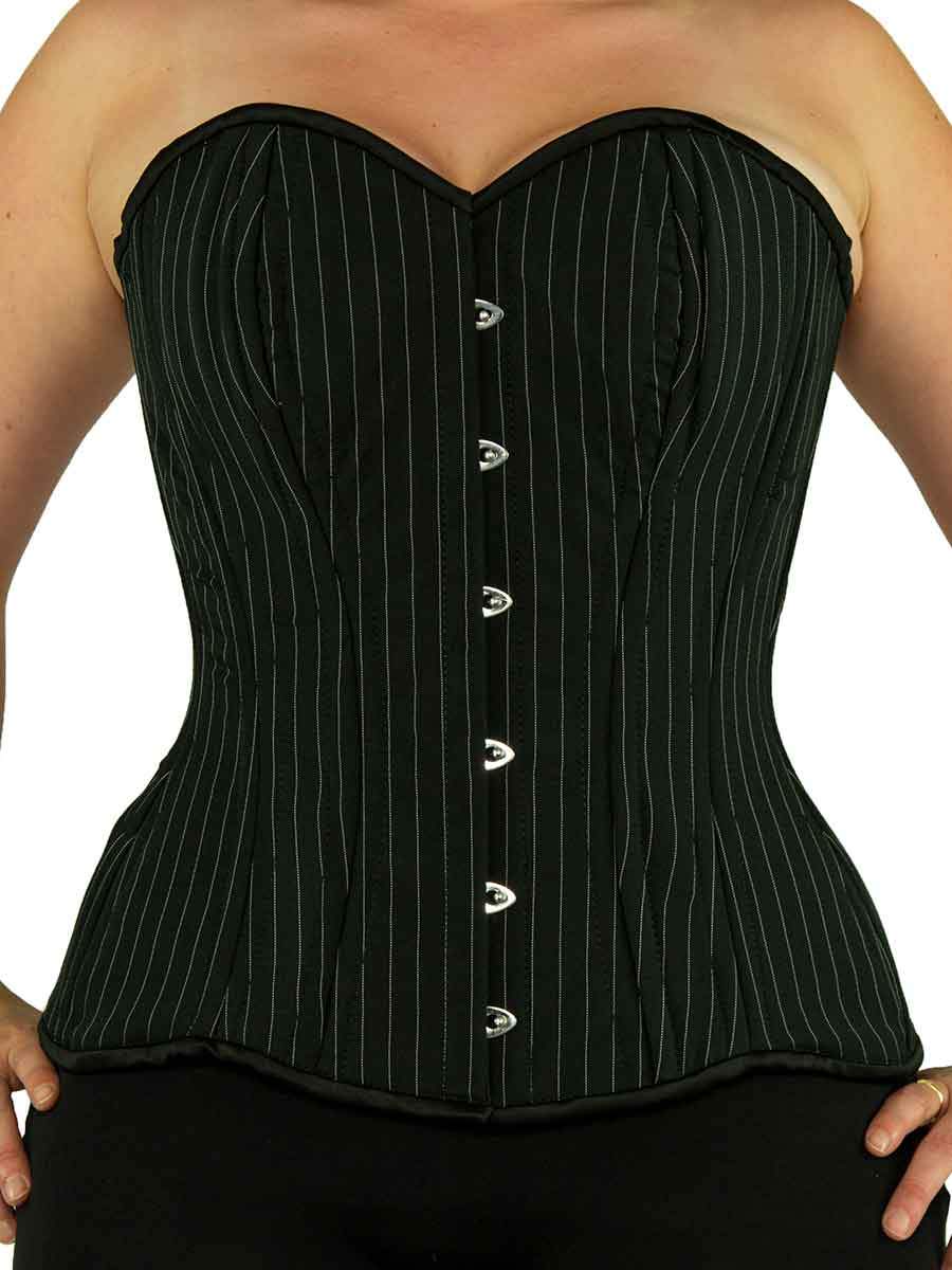 Beautiful Black with White Pinstripe Plus Size Corset Top