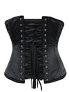 plus size 701 longline steel boned corset black satin back view
