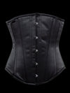 plus size 701 longline steel boned corset black satin front view