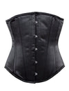 plus size 701 longline steel boned corset black satin back view