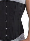 model wearing plus size 701 longline black cotton waist training corset front view