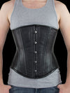 model wearing plus sized 701 longline lamb leather steel boned corset front view