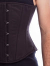 Male model wearing the modern curve cs 701 corset in black cotton detail view