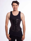 Smiling make model wearing the cs 701 waist corset in supple lambskin leather