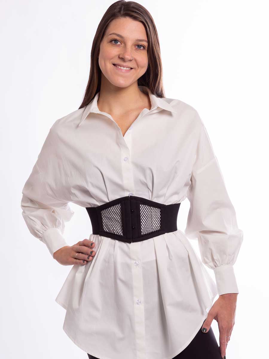 Cute Mesh Corset Belt with Busk Closure CB-905Short | Orchard Corset Black / M Cute Mesh Corset Belt with Busk Closure CB-905Short | Orchard Corset Black / M