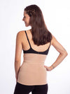 Model wearing a longline seamless bamboo beige corset liner back view
