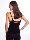  Front view of a model wearing a black bamboo liner back view