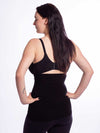 Model wearing a longline seamless bamboo black corset liner back view