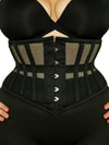 plus size 201 black mesh steel boned waist training corset front view