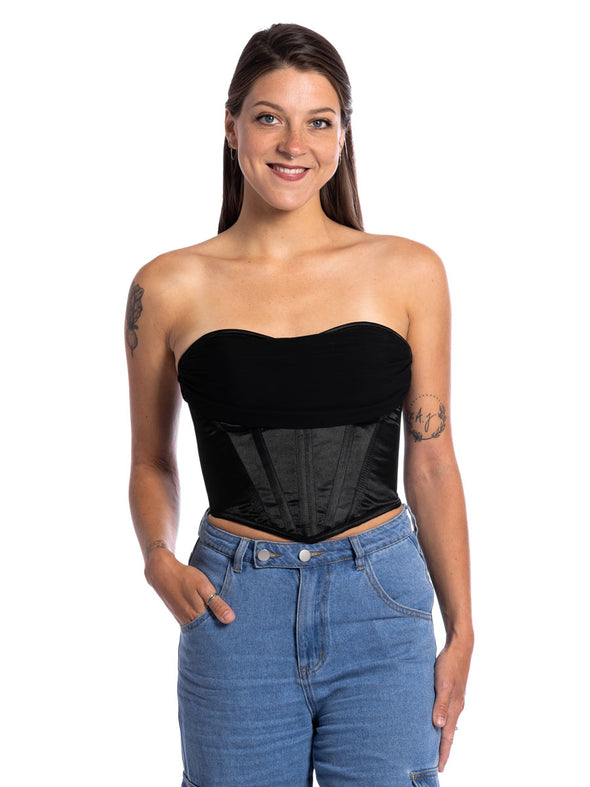 Millie Satin & Chiffon Corset Top