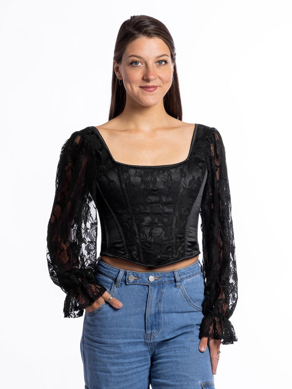 Anya Satin & Lace Corset Top