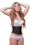 vedette 902 latex free black waspie waist cincher front view 