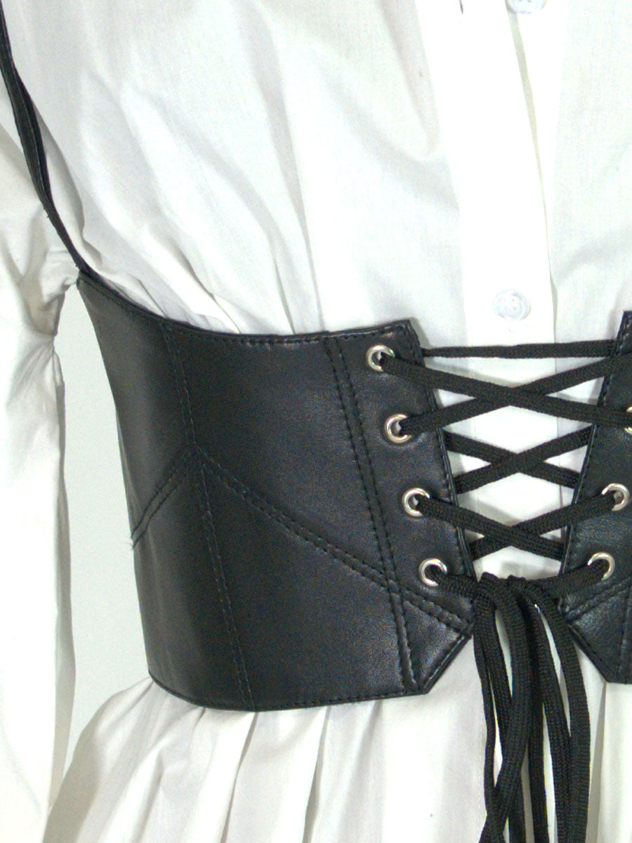 Leather Front Laced Corset Belt with Straps – Orchard Corset