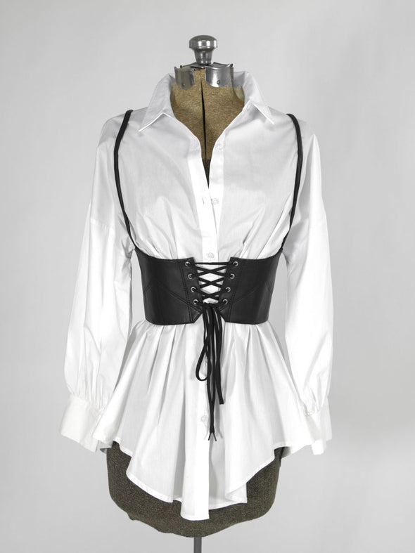 Leather Front Laced Corset Belt with Straps : CB-919