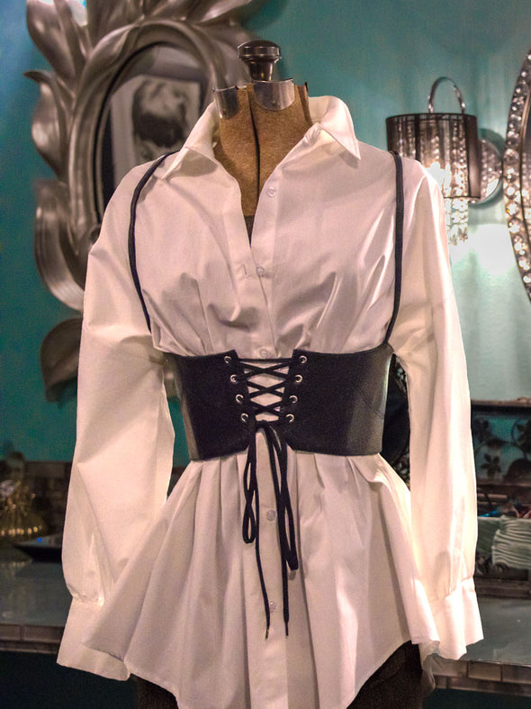 Leather Front Laced Corset Belt with Straps â Orchard Corset