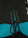 cs426 longline black cotton hip ties waist training corset side