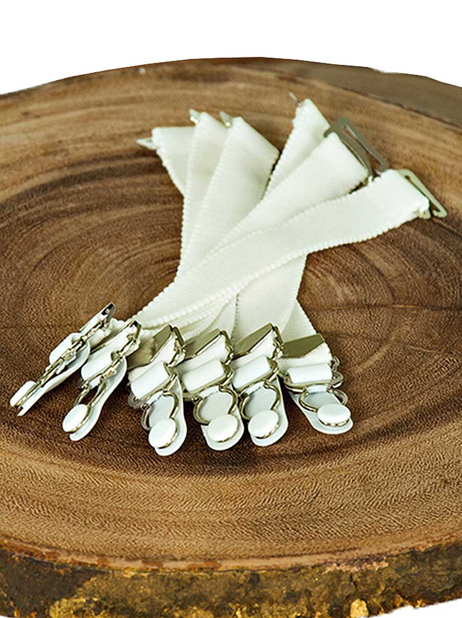 Soft Elastic Fabric and Metal Garter Suspenders Clip and Loop | Orchard Corset White Soft Elastic Fabric and Metal Garter Suspenders Clip and Loop | Orchard Corset White