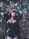 Model influencer teer wayde in a 426 longline leather corset as lingerie